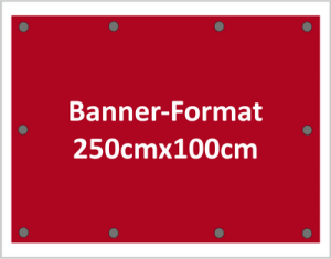 werbeplane 250x100cm quer mit Ösen alle 25cm